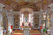 Kleine Wieskirche St. Gordian und St. Epimachus, Stoettwang, Ostallgaeu, Allgaeu, Swabia, Bavaria, Germany