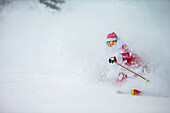 Kris Kringle Plowing Through Powder In Utah