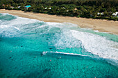 Elevated View Of The Surfing On The North Shore Of Oahu, Hawaii