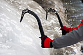 Close-up Of Ice Axes On Ice