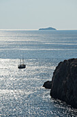 Sailing Ship Outside Dubrovnik In The Adriatic Sea, Croatia, Europe