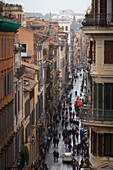 A view down a busy street, Rome, Lazio, Italy, Europe