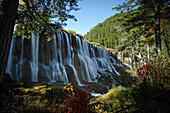 Pearl Shoal Waterfall, Jiuzhaigou (Nine Village Valley), UNESCO World Heritage Site, Sichuan province, China, Asia