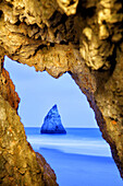 Cliffs and rocks at the beach Praia dos Tres Irmaos, Alvor, Portimao, Algarve, Portugal