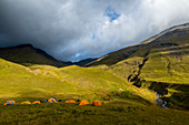 Sunset at camp in the National Park of Tusheti