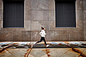 Woman Running On The Street Of Boston