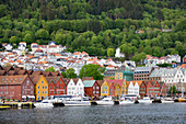A View Of Famous Bryggen Bergen Norway In Spring