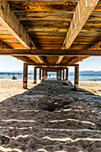 View from under the pier at Kings Beach in North Shore of Lake Tahoe