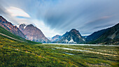 Mountain Landscape At Lake Clark National Park And Preserve Near Turquoise Lake, Alaska, Usa