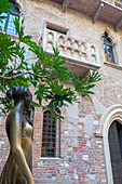 Verona, Italy, Europe,  Statue of Juliet with the famous balcony