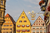 Rothenburg ob der Tauber, Bayern, Deutschland, Europa, Die typischen Häuser in der Rothenburg ob der Tauber