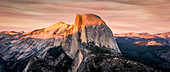 Yosemite National Park, California, USA,  Sunset over the famous Half Dome Mount, view from Glacier Point