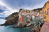 The small village of Riomaggiore, one of the Cinque Terre, located in the province of La Spezia, Liguria, Italy