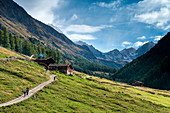 Senales, Schnalstal, Bolzano province, South Tyrol, Italy,  The hut of Mitterkaser in the Pfossen Valley