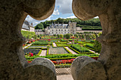 Detail von Villandry Schloss und seinem Garten, Villandry, Indre-et-Loire, Frankreich