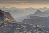 Plateau of Pale of San Martino, San Martino di Castrozza, Trento province, Dolomites, Trentino Alto Adige, Italy, Europe, Plateau at sunrise