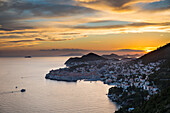 Dubrovnik city at sunset , Dubrovnik, Dubrovnik-Neretva county, Dalmatia region, Croatia, Europe