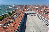 Europe, Italy, Veneto, Venice, Overview from the bell tower of San Marco on St, Mark's Square