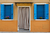 Burano, Venice, Details of one of the colorful houses on the island