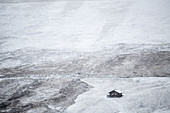 A little house covered by snow into Puez Odle Natural Park, South Tyrol, Italy