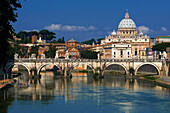 Saint Peter's Basilica, Ponte Sant' Angelo, Sant'Angelo Bridge, River Tiber , Vatican City, Rome Lazio, Italy