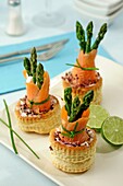 Salmon and asparagus vol au vents