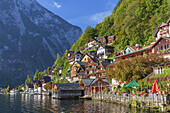 Hallstatt by the lake Hallstättersee, Salzkammergut, Upper Austria, Austria, Europe