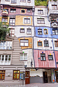 Famous building Hundertwasserhaus of Friedensreich Hundertwasser and Josef Krawina in Vienna, Eastern Austria, Austria, Europe