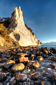 Rocks on the beach, Chalk Cliffs, White Cliffs of Moen, Moens Klint, Isle of Moen, Baltic Sea, Denmark