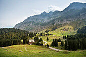 view at Saentis mountain range, canton St. Gallen, Switzerland, Europe