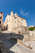 Blick auf die römisch-katholische Kathedrale St. Jean Baptiste in Calvi, Balagne Region, Nordwest-Korsika, Frankreich, Europa