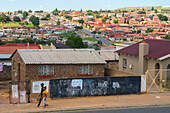 The changing face of Soweto with the original housing in the foreground and more affluent suburbs in the backgoround, Soweto, Johannesburg, South Africa, Africa