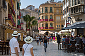 Cafes und Restaurants auf der Plaze del Siglo, Malaga, Costa del Sol, Andalusien, Spanien, Europa