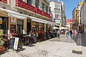 Cafes und Restaurants auf der Calle Granada, Malaga, Costa del Sol, Andalusien, Spanien, Europa