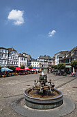 Market place with fountain in Linz by the Rhine, Lower Central Rhine Valley, Rhineland-Palatinate, Germany, Europe