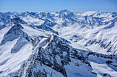 View towards Hochgall and Magerstein, from Reichenspitze, Zillertal Alps, Tyrol, Austria