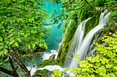 See und Wasserfall von Plitvitz, Plitvitzer Seen, Nationalpark Plitvitzer Seen, Plitvice, UNESCO Weltnaturerbe Nationalpark Plitvitzer Seen, Kroatien