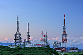 Transmitter at summit of Paganella, Paganella, Brenta group, UNESCO world heritage site Dolomites, Trentino, Italy