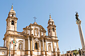 Towers of the Chiesa di S. Domenico e Chiostro church on Piazza San Domenico square, Palermo, Sicily, Italy, Europe