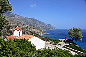 Over the beach of Sougia at Irinis gorge, southwest coast, Crete, Greece