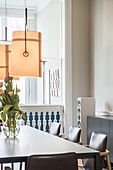 dining table in a modern furnished Art Nouveau apartment in Hamburg, north Germany, Europe