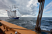 Sailing with traditional sailing boats on the Baltic sea, Mecklenburg Vorpommern, Germany