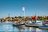 Blick über die Förde auf St. Jürgen, Flensburg, Flensburger Förde, Ostsee, Schleswig-Holstein, Deutschland