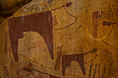 Cave paintings in Lass Geel caves, Somaliland, Somalia, Africa