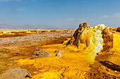 Colourful spings of acid in Dallol, hottest place on earth, Danakil depression, Ethiopia, Africa