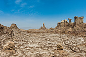 Sandsteinformationen in Dallol, heißester Ort der Erde, Danakil-Depression, Äthiopien, Afrika