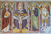 The beautiful paintings and frescoes of the Santuario della Santissima Trinità in Casnigo, Val Seriana, Bergamo province, Lombardy, Italy