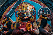 Kathmandu, Nepal, Asien, Details einer heiligen Statue in Durbar-Quadrat