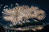 Fireworks during San Giovanni Festival on the Isola Comacina, Sala Comacina, Como province, Lombardia, Italy, Europe