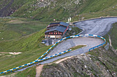 Serpentines of Hohe Tauern Grossglockner High Alpine Road seen from Edelweiss Spitze viewpoint, Fusch, Fuschertal Valley, Salzburg land, Austria